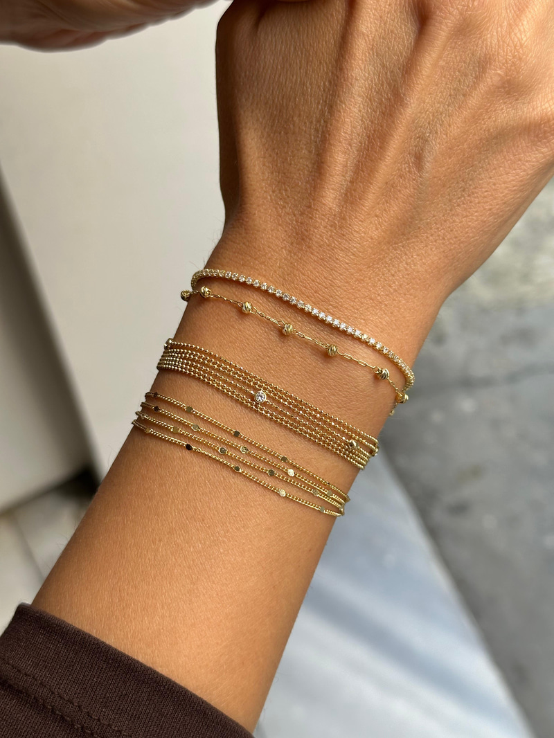 Altın Kaplama Su Yolu ve Topçuk Zincir Bileklik Gold