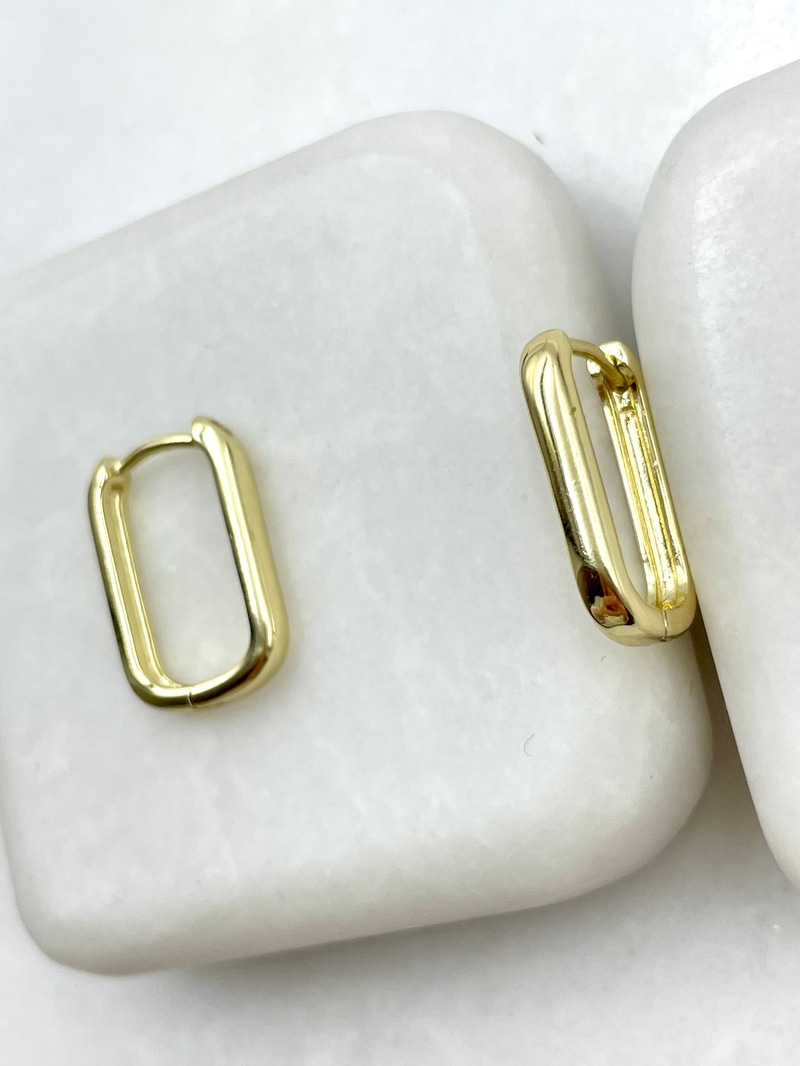 Özel Seri İnce Dikdörtgen Küpe 1,9 cm Gold