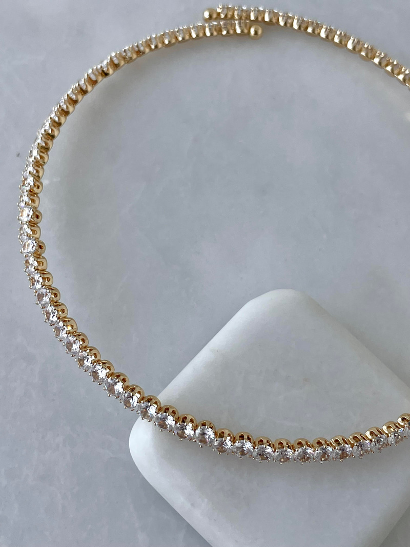 Çelik Su Yolu Choker Esnek Kolye Gold