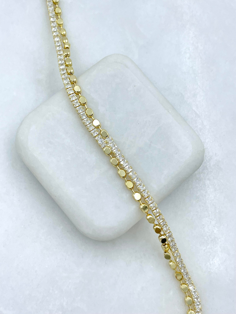 Altın Kaplama Su Yolu ve Arpa Zincir Bileklik Gold