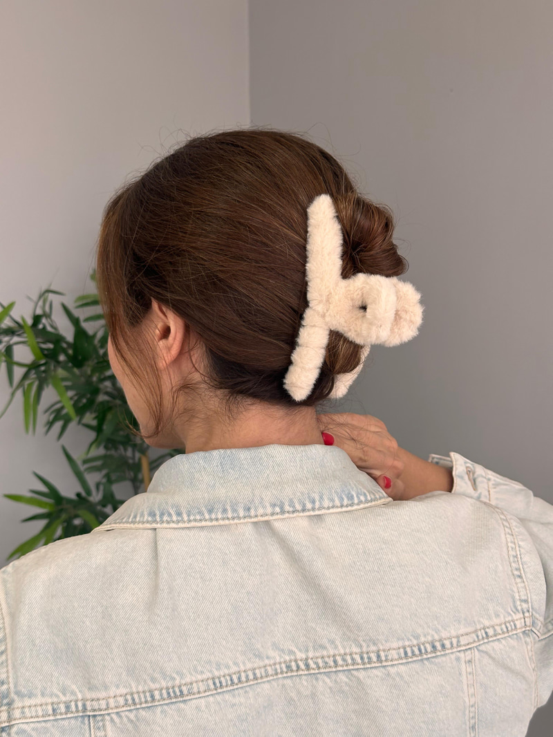 Peluş Mandal Toka Krem