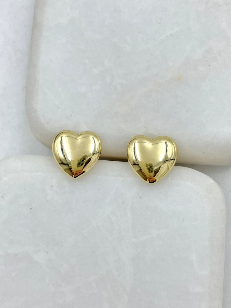 Özel Seri Plaka Kalp Küpe 1 cm Gold