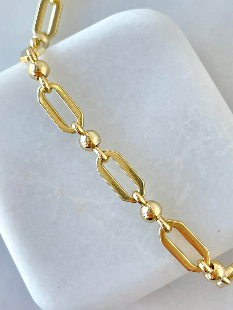 Özel Seri Topçuk ve Zincir Model Bileklik Gold