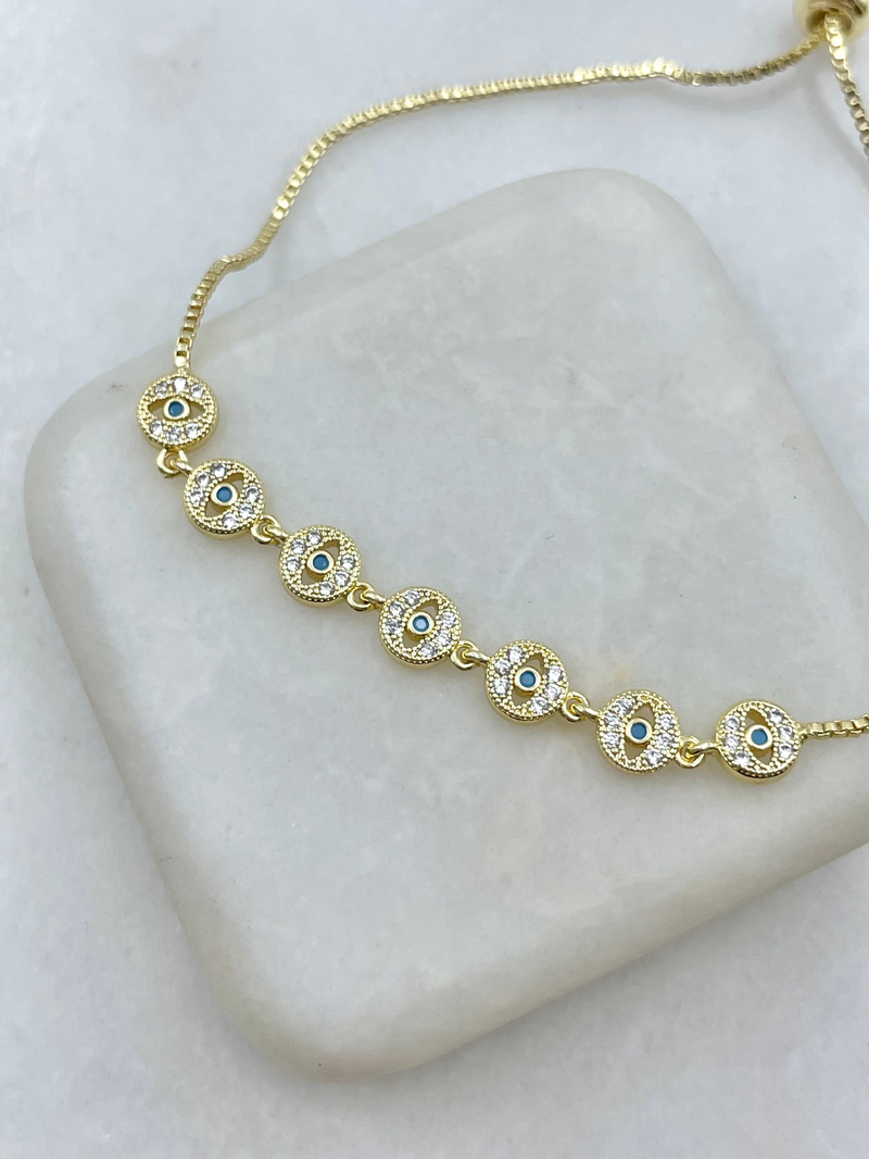 Minimal Altılı Daire Göz Asansörlü Bileklik Gold