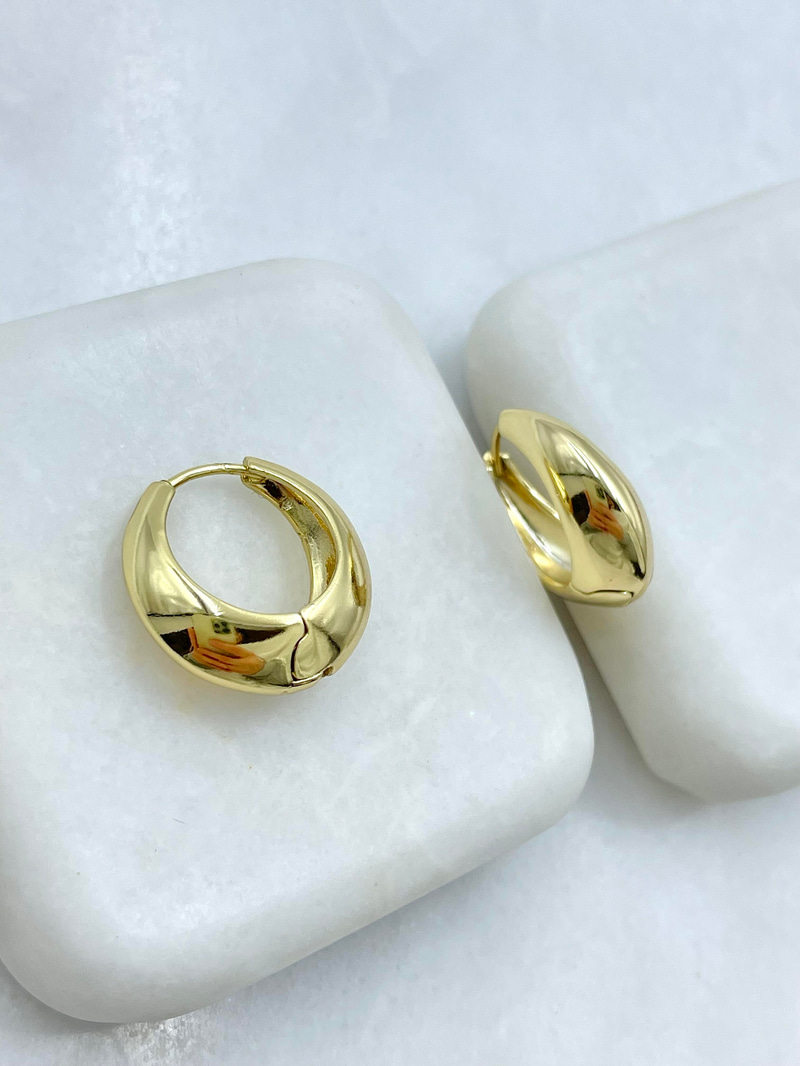 Özel Seri Bombe Oval Küpe Gold