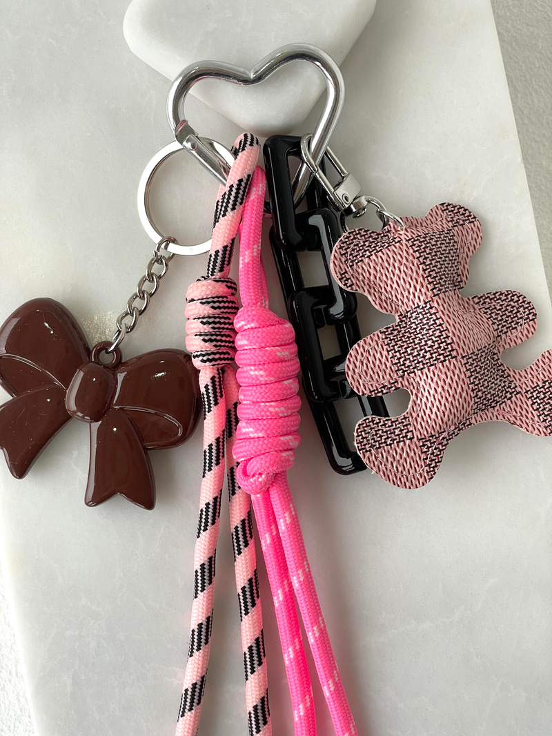 Fiyonklu Ayıcık Çanta Aksesuarı Pembe