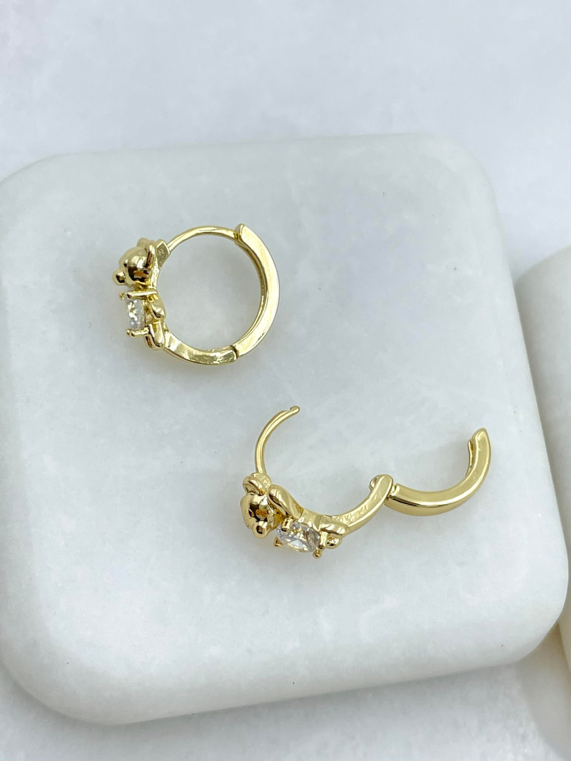 Özel Seri Zirkon Taşlı Ayıcık Küpe Gold