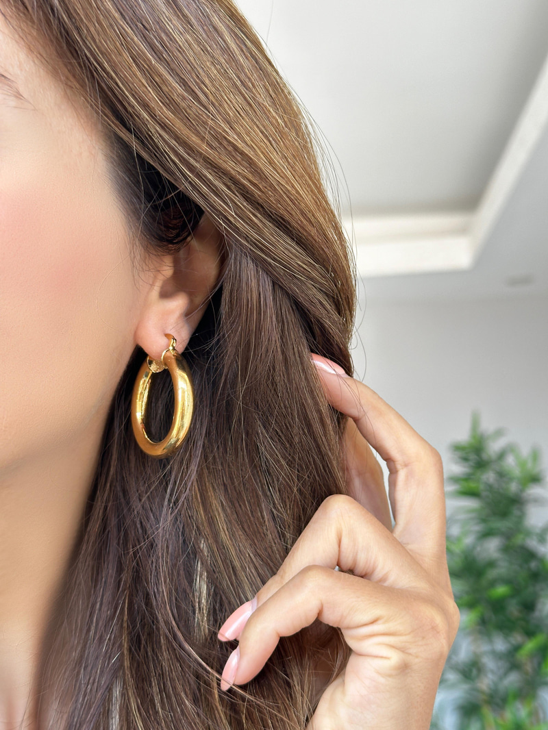 Çelik Boru Basic Halka Küpe Gold