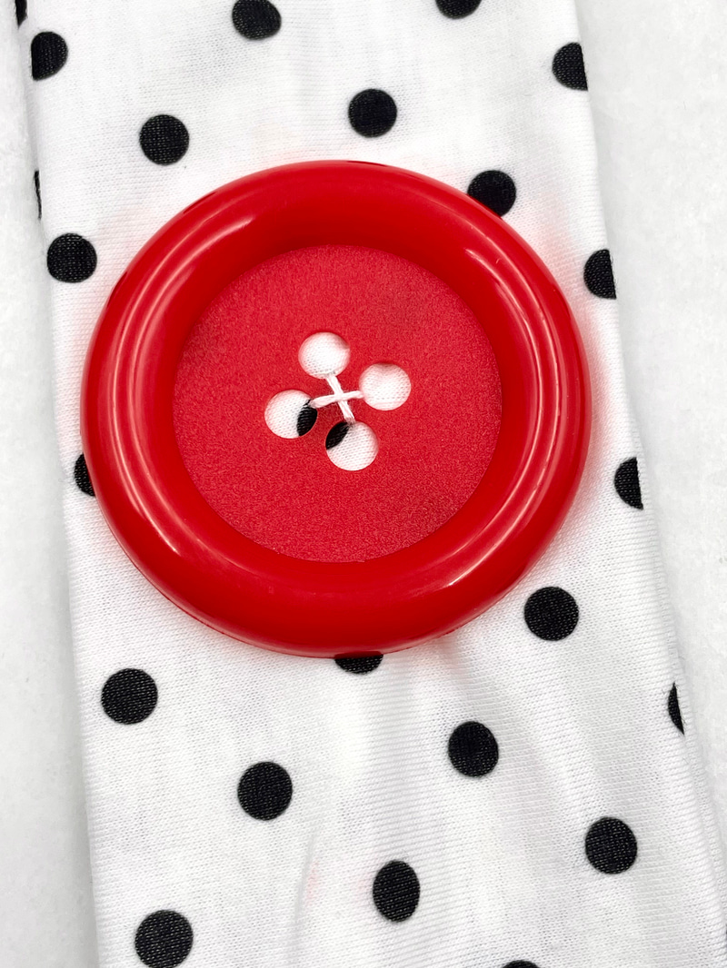 Düğme Detay Puantiyeli Bandana Beyaz