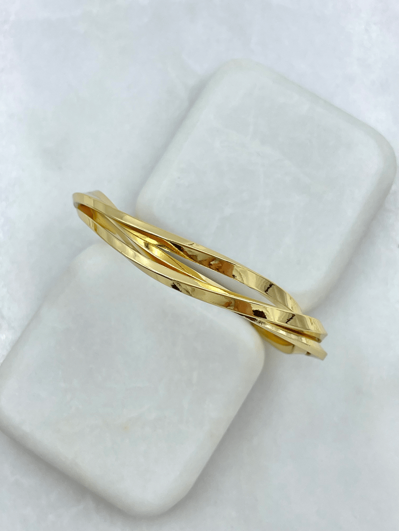 Altın Kaplama Üçlü Dalga Model Bileklik Gold