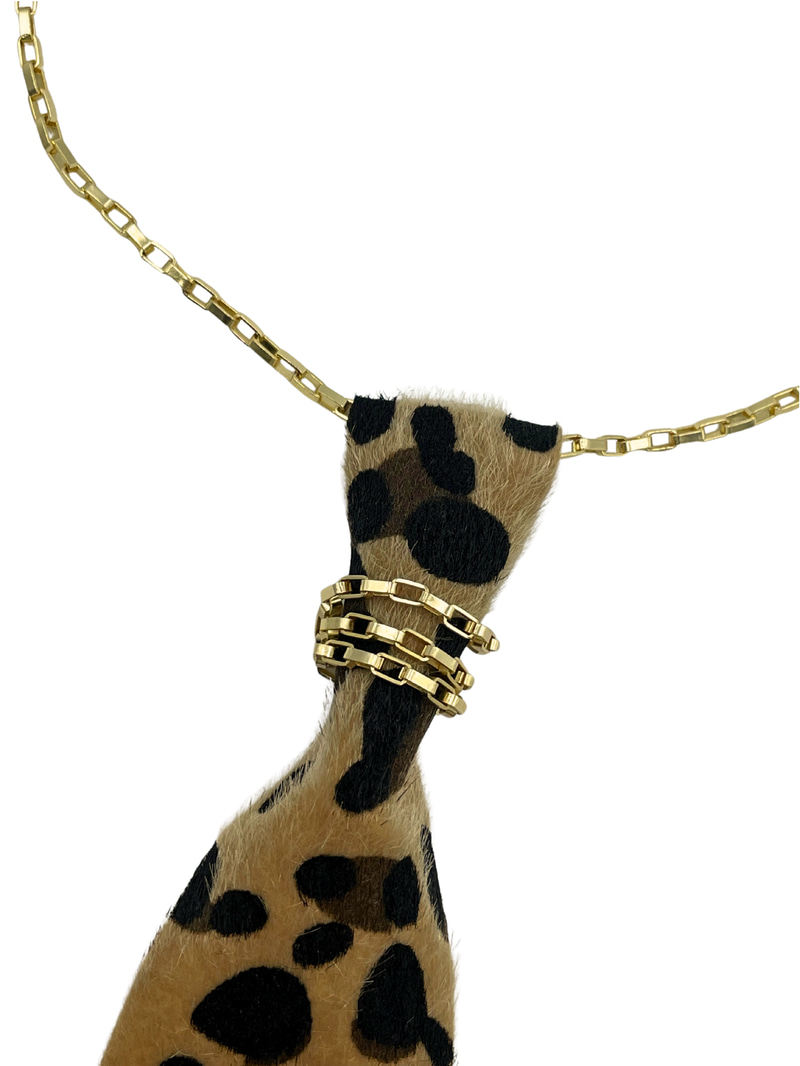 Altın Kaplama Leopar Kravat Kolye Gold