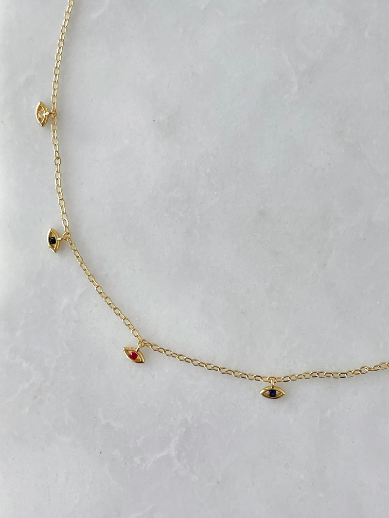 Altın Kaplama Göz Sallantılı Zincir Kolye Gold