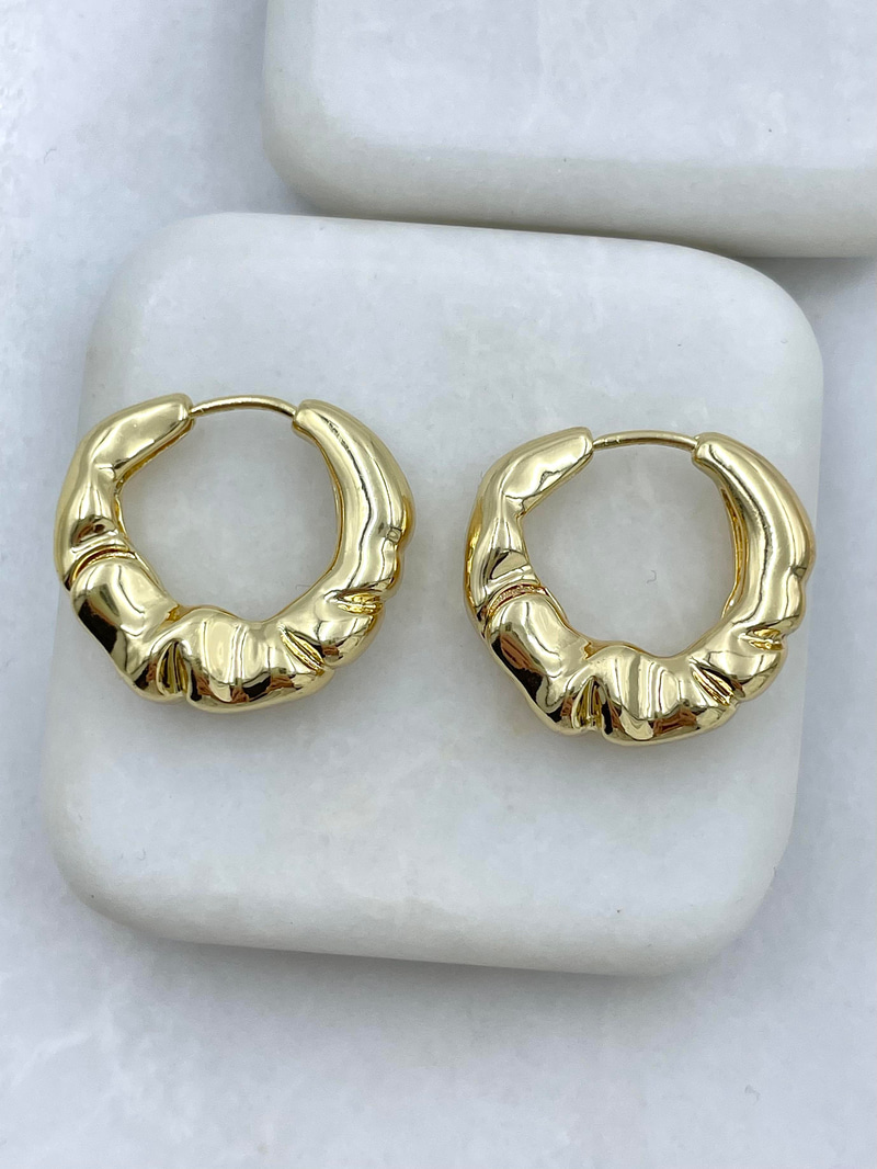 Altın Kaplama Tasarım Halka Küpe Gold
