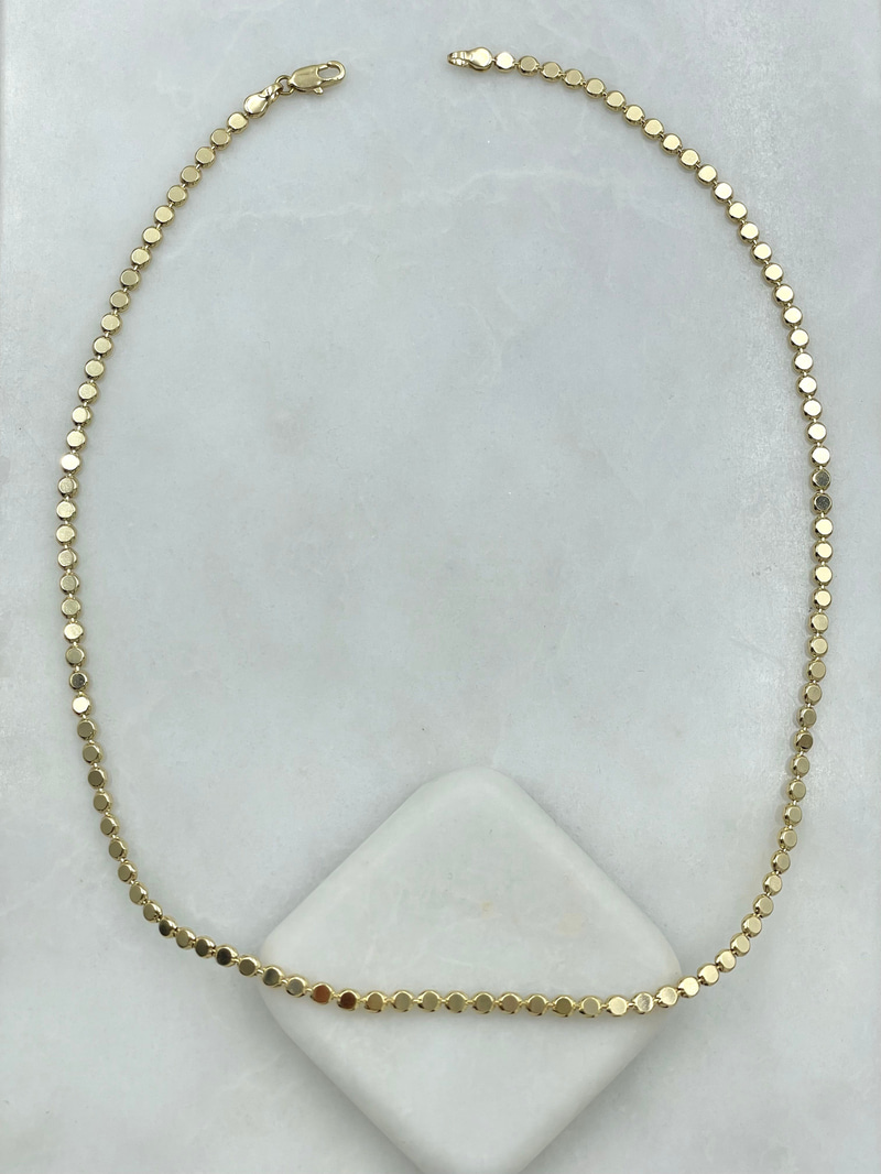 Özel Seri Ezme Arpa Zincir Kolye 45 cm Gold