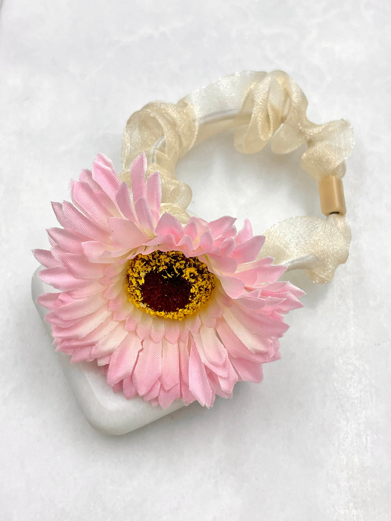 Kasımpatı Scrunchie Toka Toz Pembe