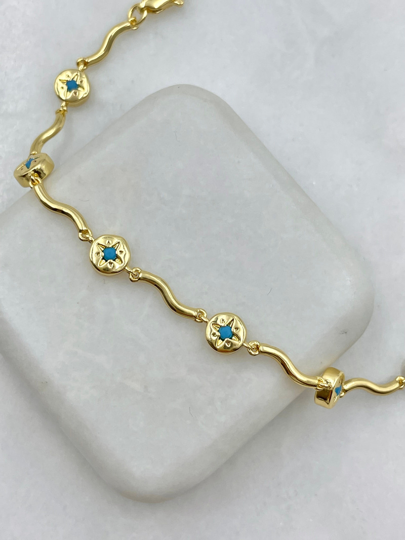 Kuzey Yıldızı Daire Asansörlü Bileklik Gold