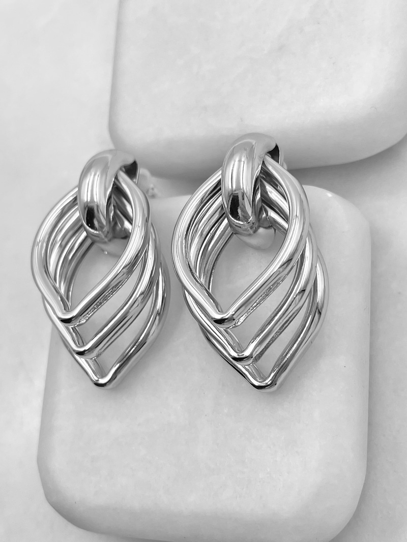 Altın Kaplama Yaprak Vintage Küpe Gümüş