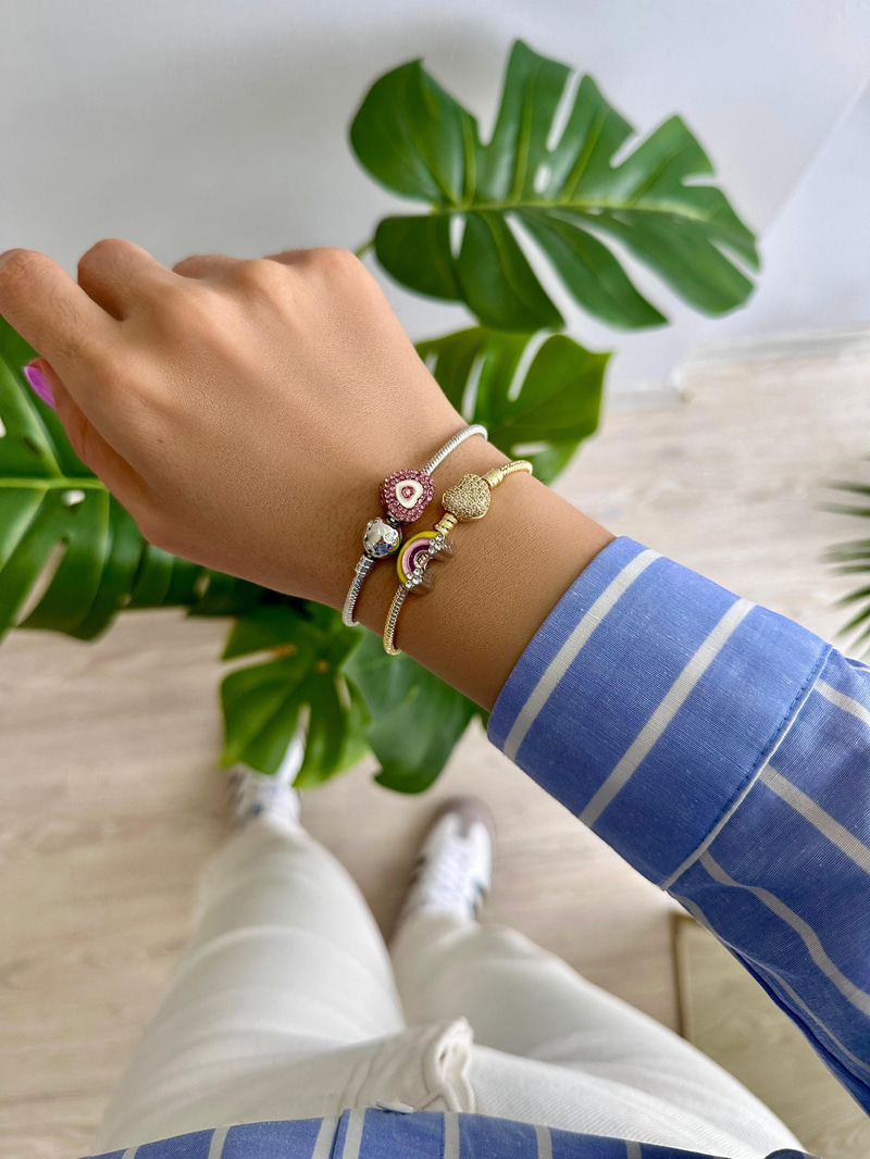 Pembe Taşlı Kalp Pndr Charm