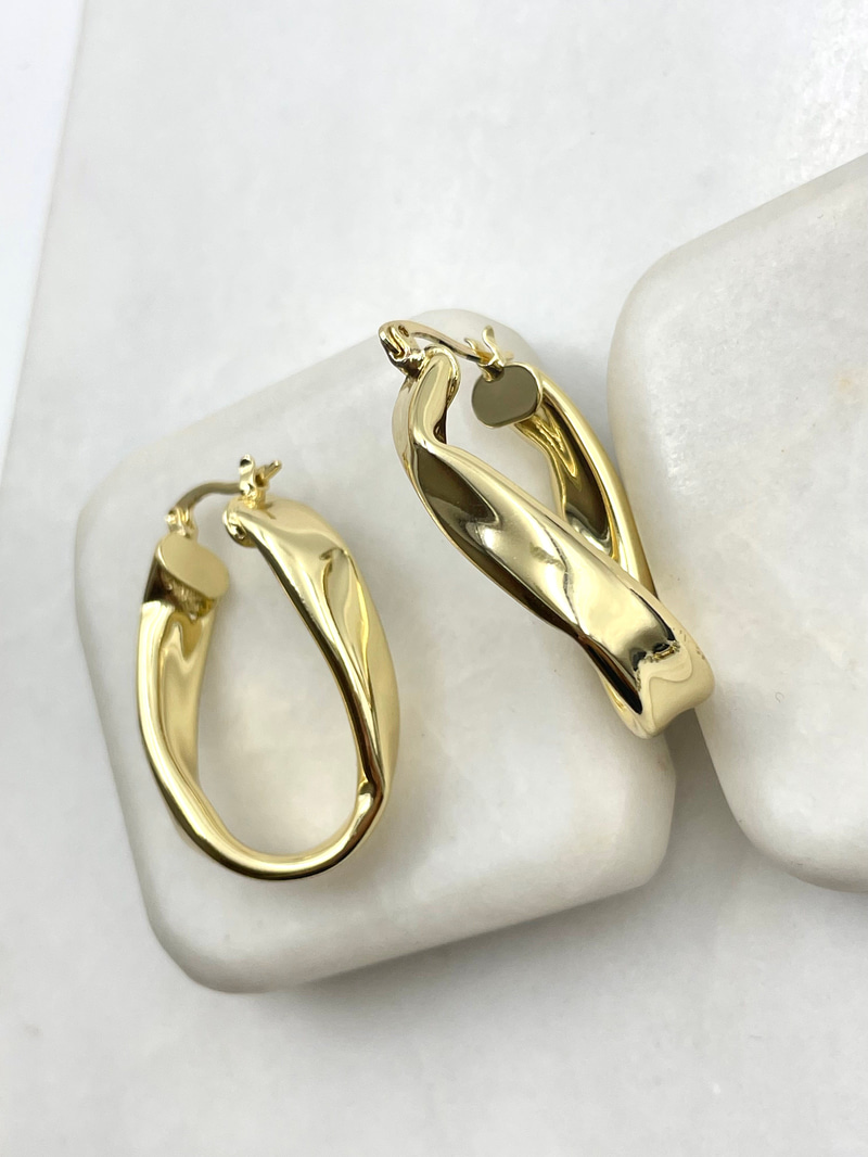 Asimetrik Bombe Küpe Gold