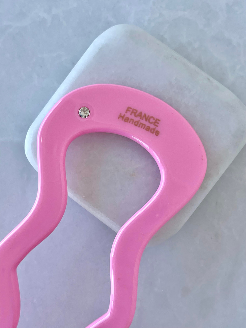 Kemik Dalgalı Topuz Tokası Pembe