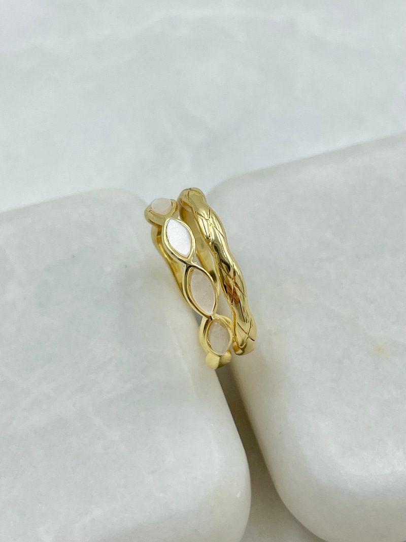 Sedefli İkili Görünüm Yüzük Gold