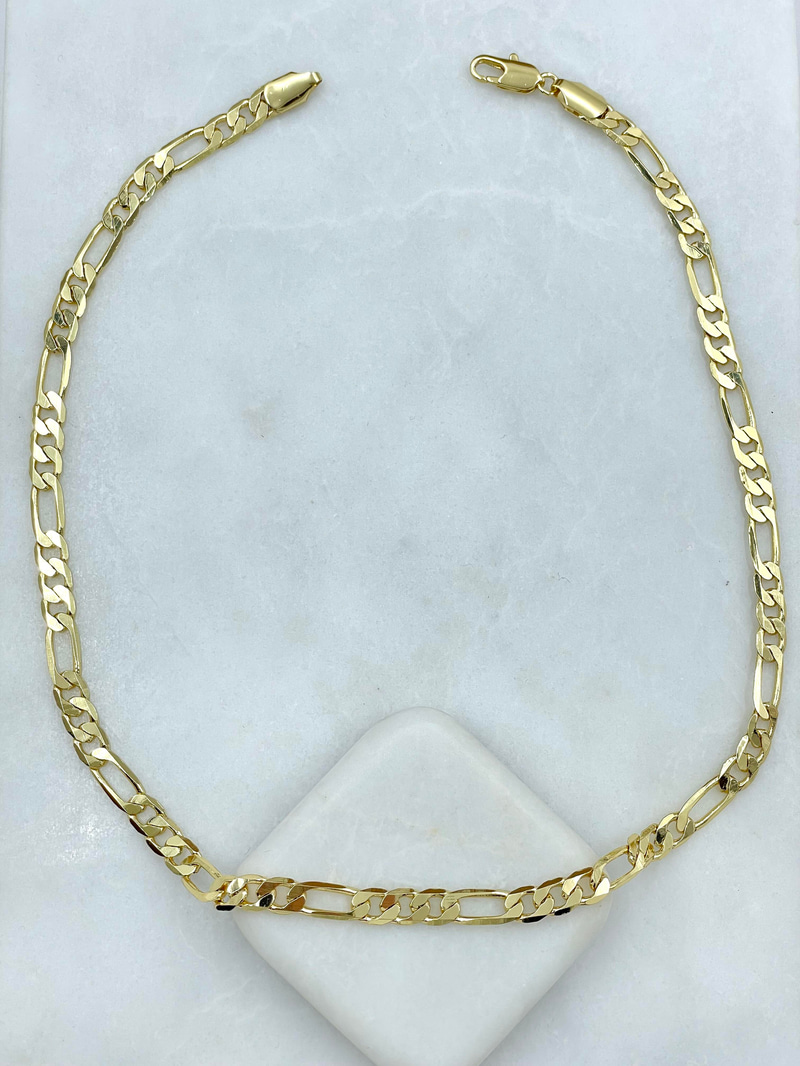 Altın Kaplama Üç Artı Bir Zincir Kolye 45 cm Gold