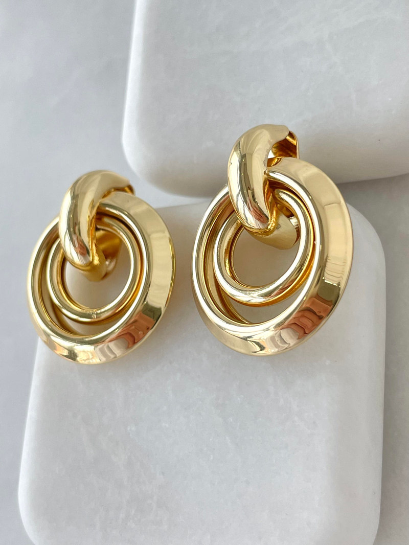 Altın Kaplama Vintage İkili Halka Küpe Gold