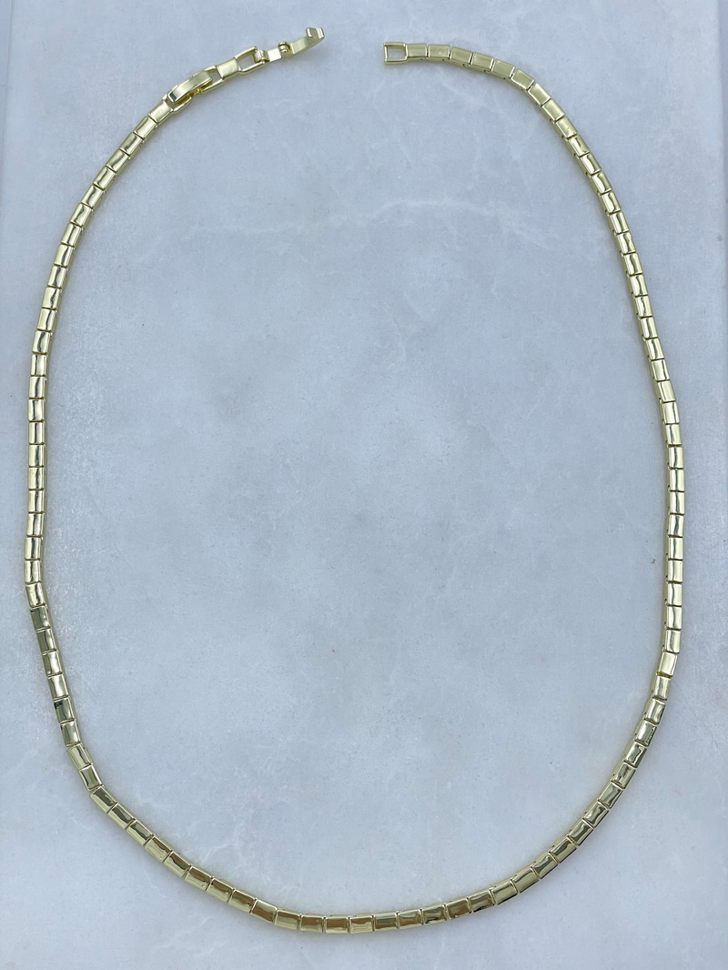 Altın Kaplama Kare Plaka Model Kolye 45 cm Gold