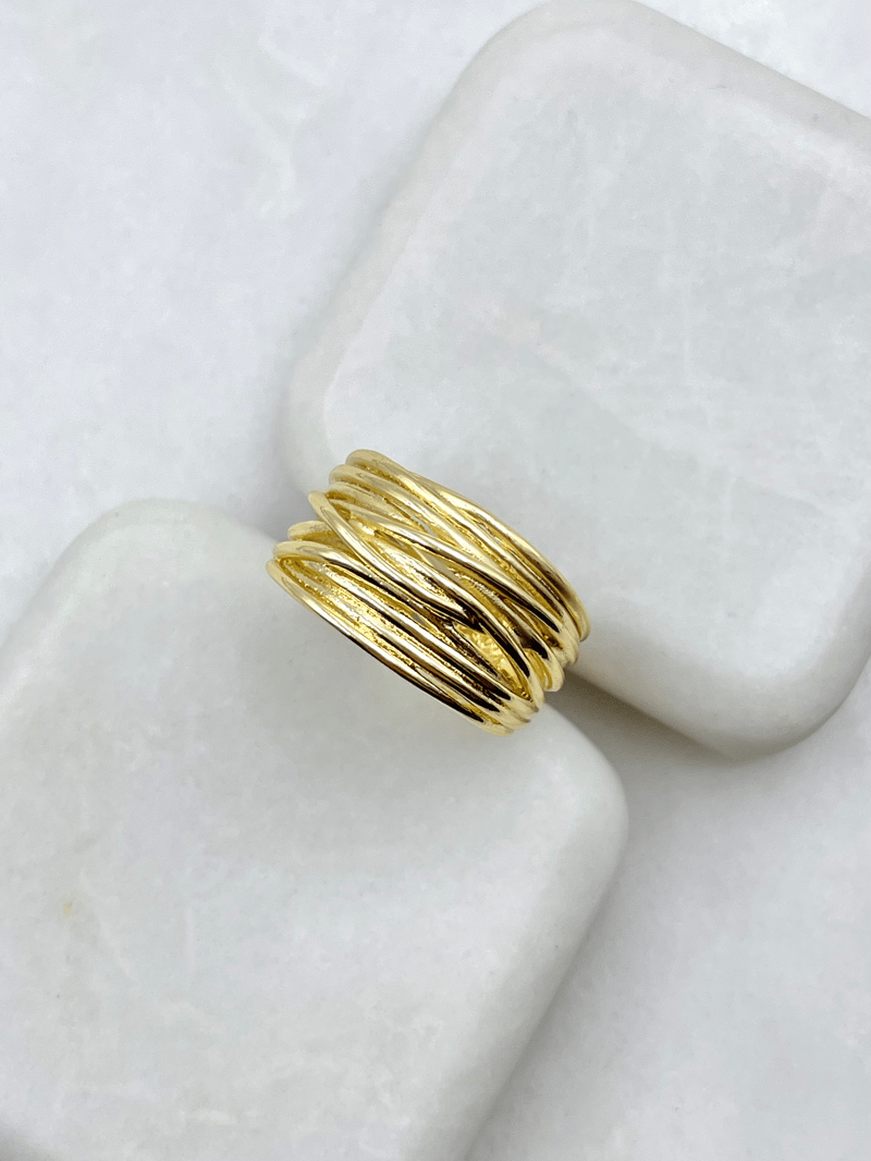 Altın Kaplama Çoklu Çapraz Yüzük Gold
