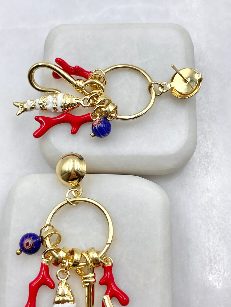 Oltalı Balık Sallantılı Küpe Gold