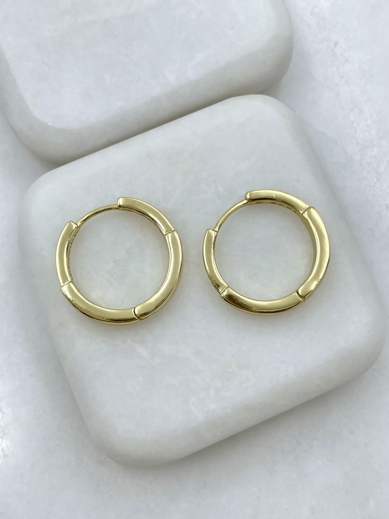 Özel Seri Gömme Taşlı Halka Model Tasarım Küpe Gold