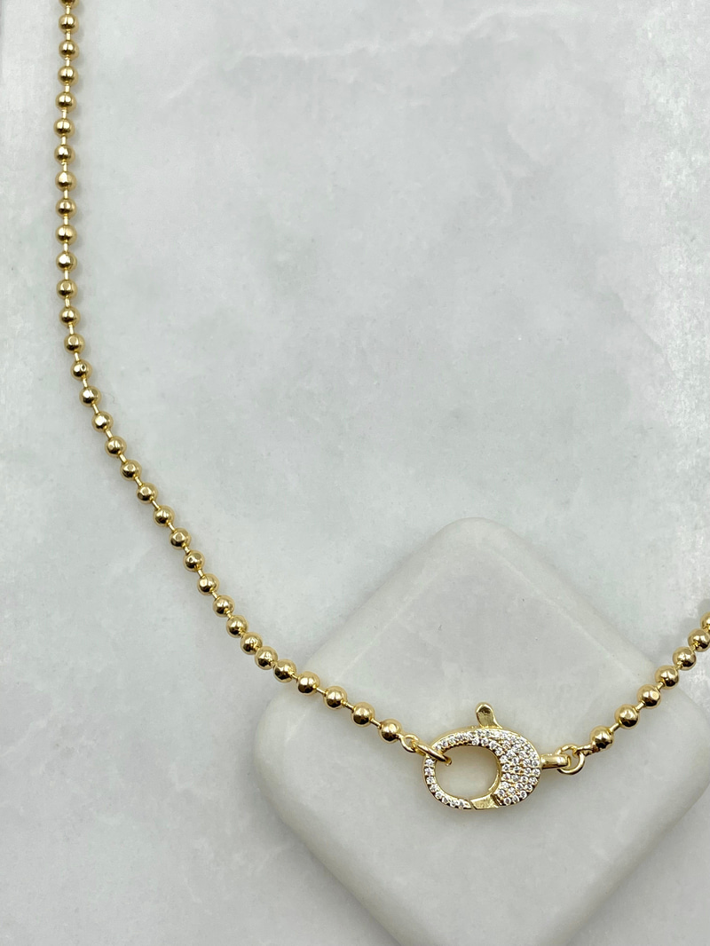 Önden Kilit Topçuk Zincir Kolye 50 cm Gold