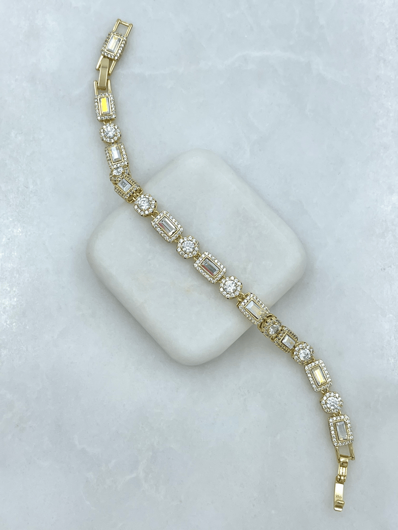 Özel Seri Swarovski ve Zirkon Taşlı Premium Tasarım Bileklik Gold