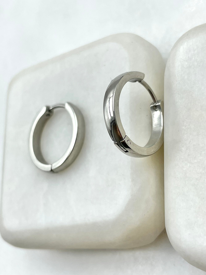 Kare Kesim Halka Küpe 1.7 cm Gümüş