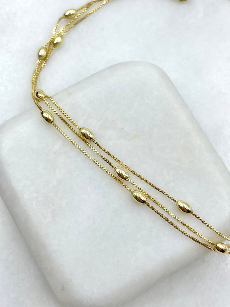 Üç Sıra Oval Model Halhal Gold