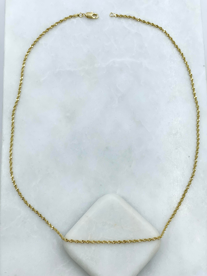 Altın Kaplama Minimal İkili Sarmal Kolye 50 cm Gold