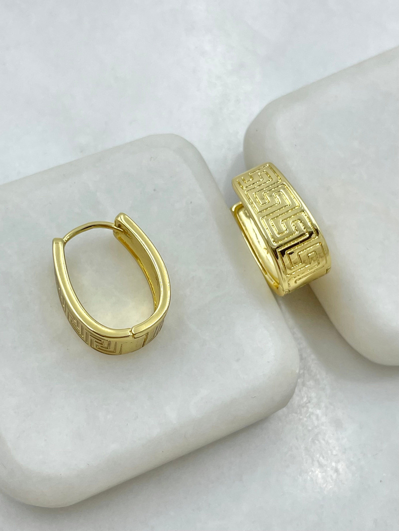 Özel Seri Etnik Desenli U Küpe Gold