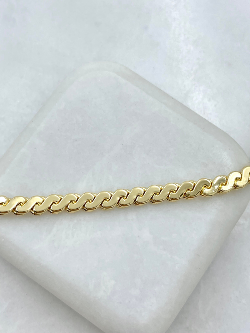Altın Kaplama Dalga Plaka Kolye 45 cm Gold
