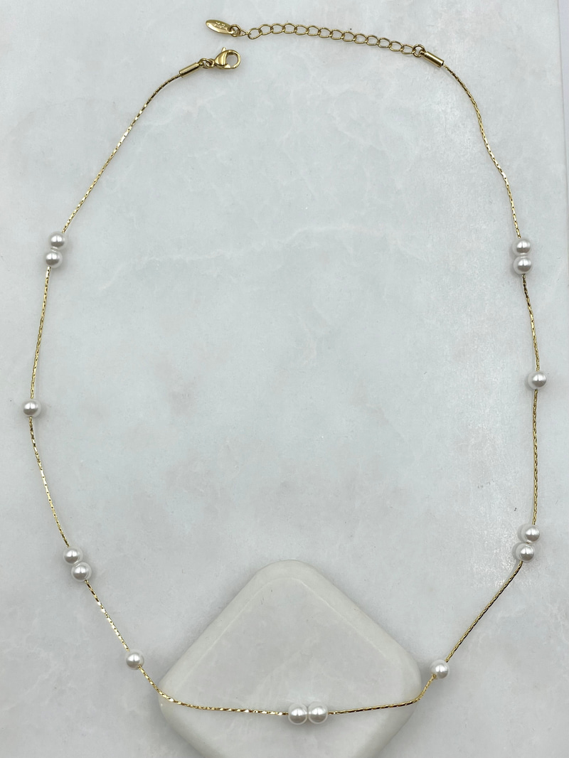 Özel Seri Minimal İnci Kolye 45 cm Gold
