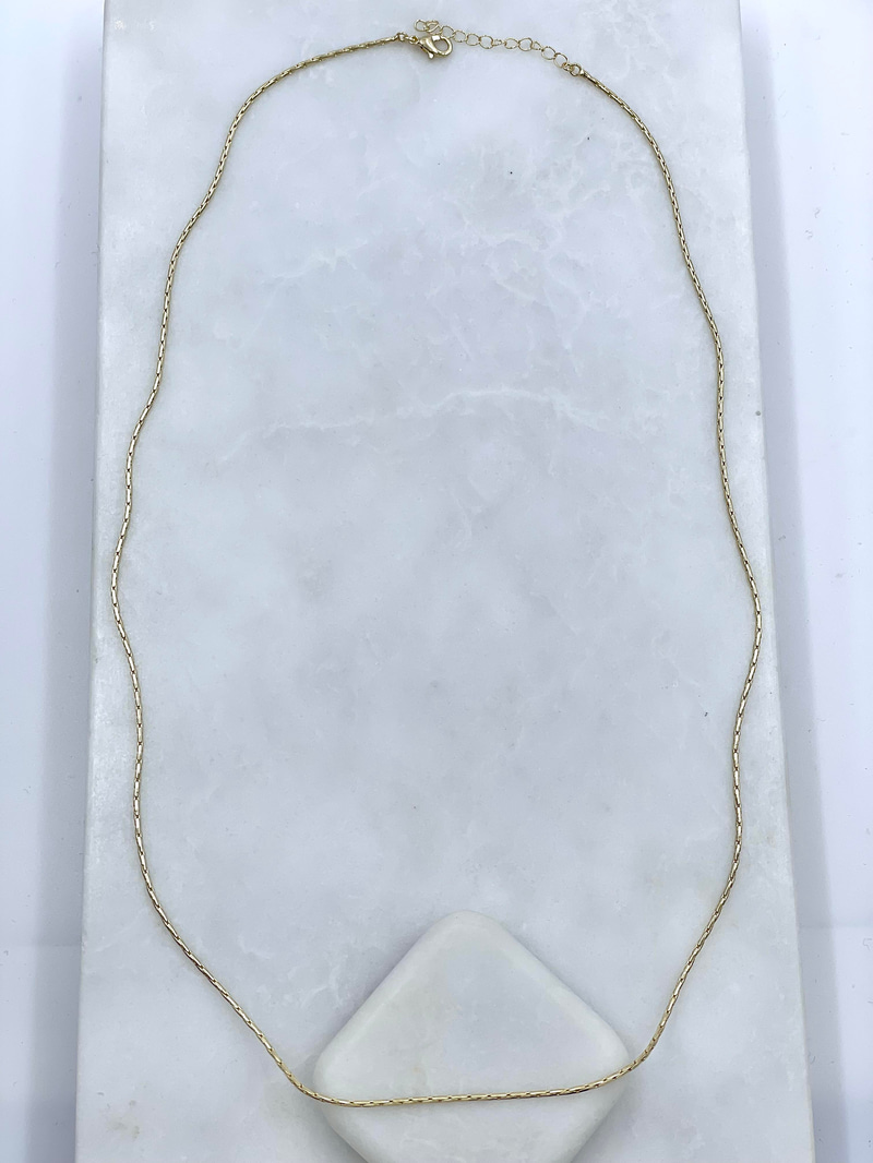 Altın Kaplama Küp Zincir Kolye 60 cm Gold
