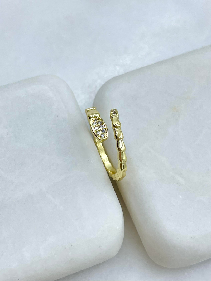 Altın Kaplama Gömme Taşlı Yılan Model Serçe Parmak Yüzüğü Gold