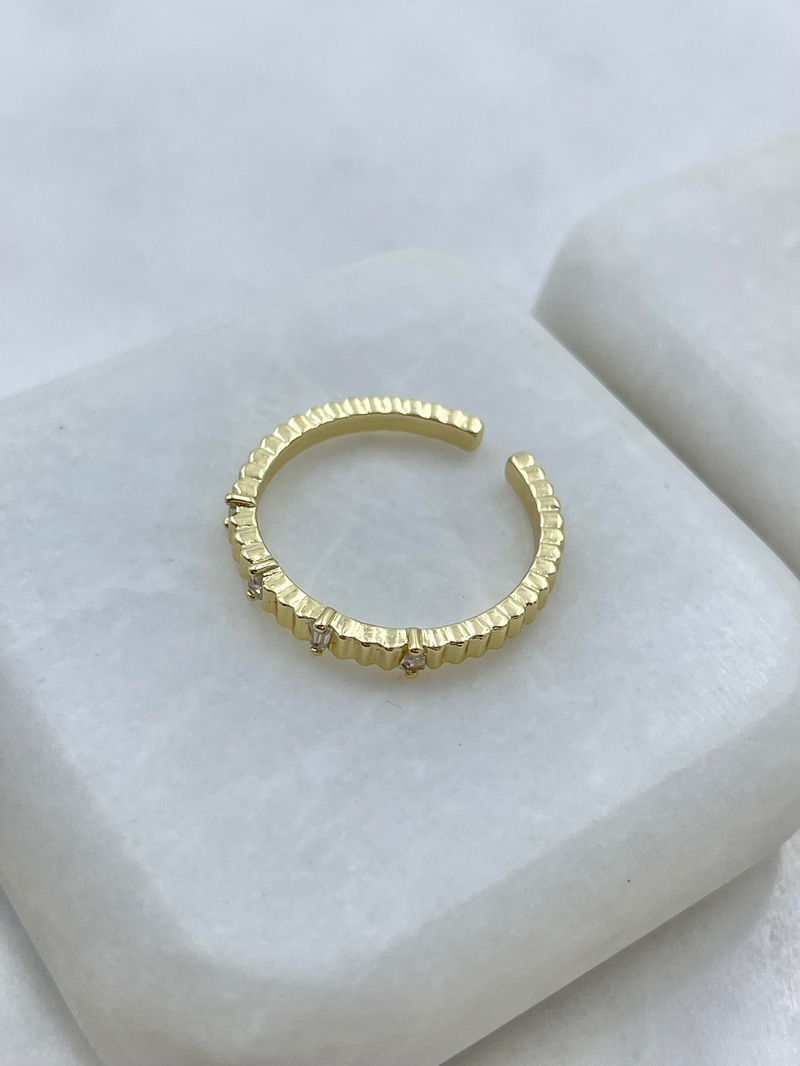 Altın Kaplama Baget Taşlı Merdiven Model Yüzük Gold