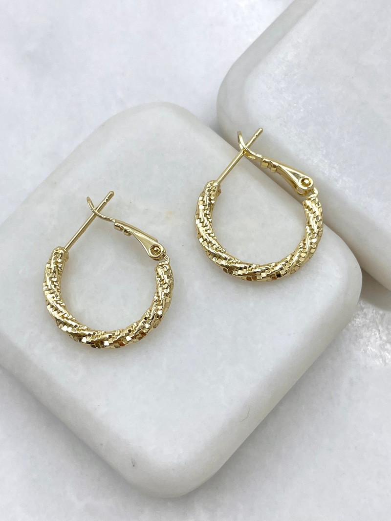 Özel Seri Işıltılı Burgu Halka Küpe Gold