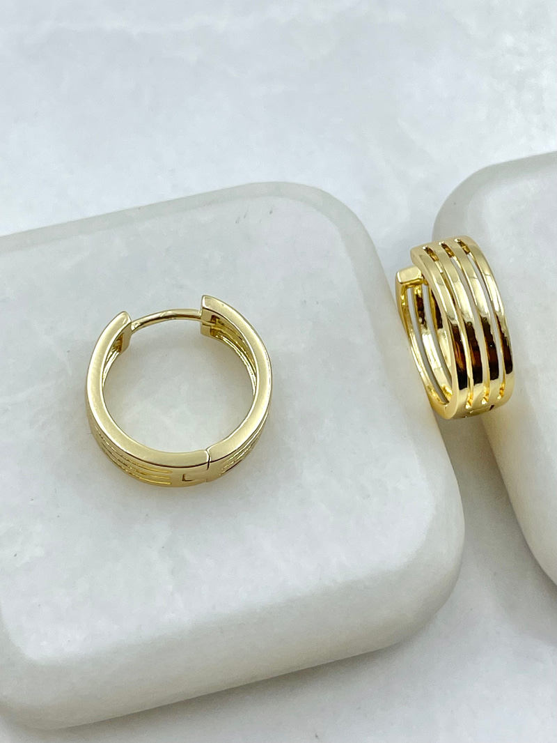 Dört Şerit Halka Küpe Gold
