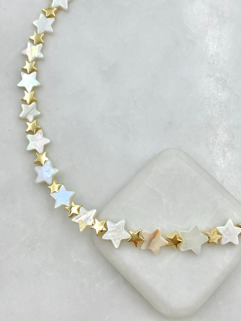 Altın Kaplama Gold Detaylı Sedefli Yıldız Kolye Gold