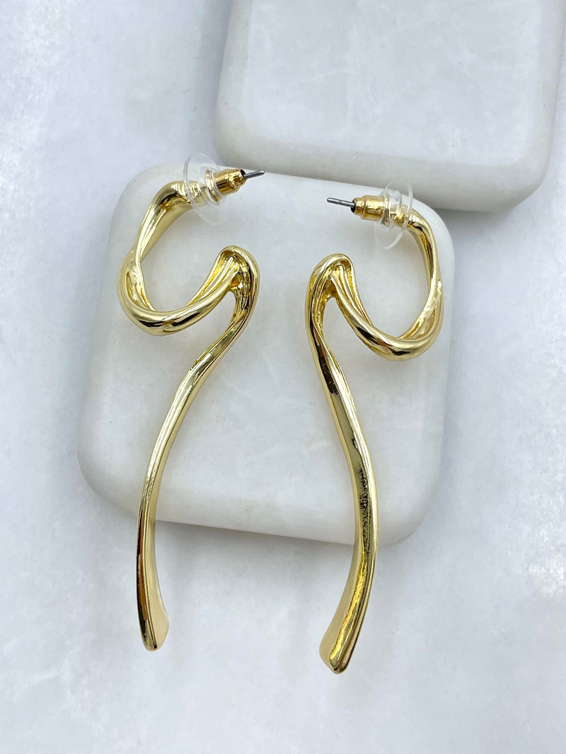 Altın Kaplama Asimetrik Tasarım Küpe Gold
