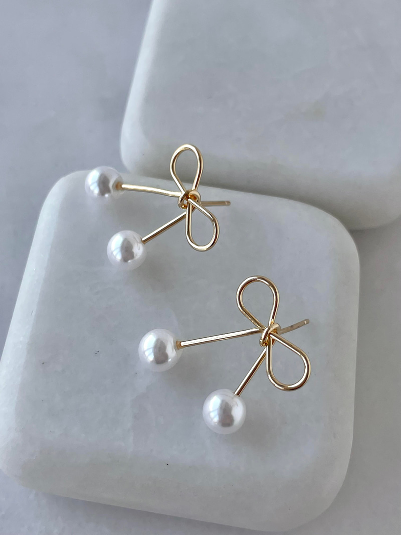 Altın Kaplama İncili Minimal Fiyonk Küpe