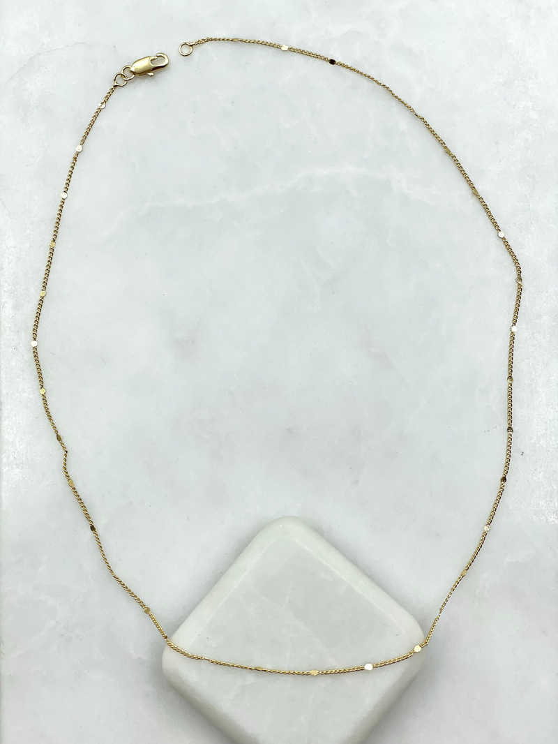 Tek Pul Yansımalı Kolye 45 cm Gold
