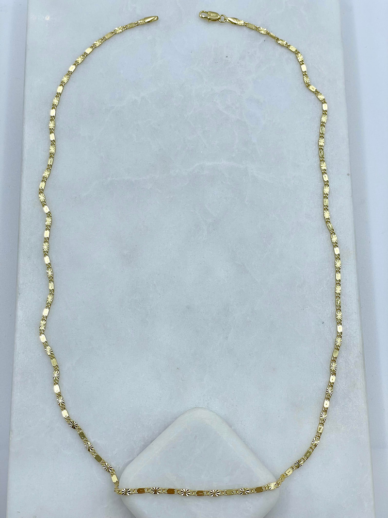 Altın Kaplama Minimal Lazer Kesim Zincir Kolye 60 cm Gold