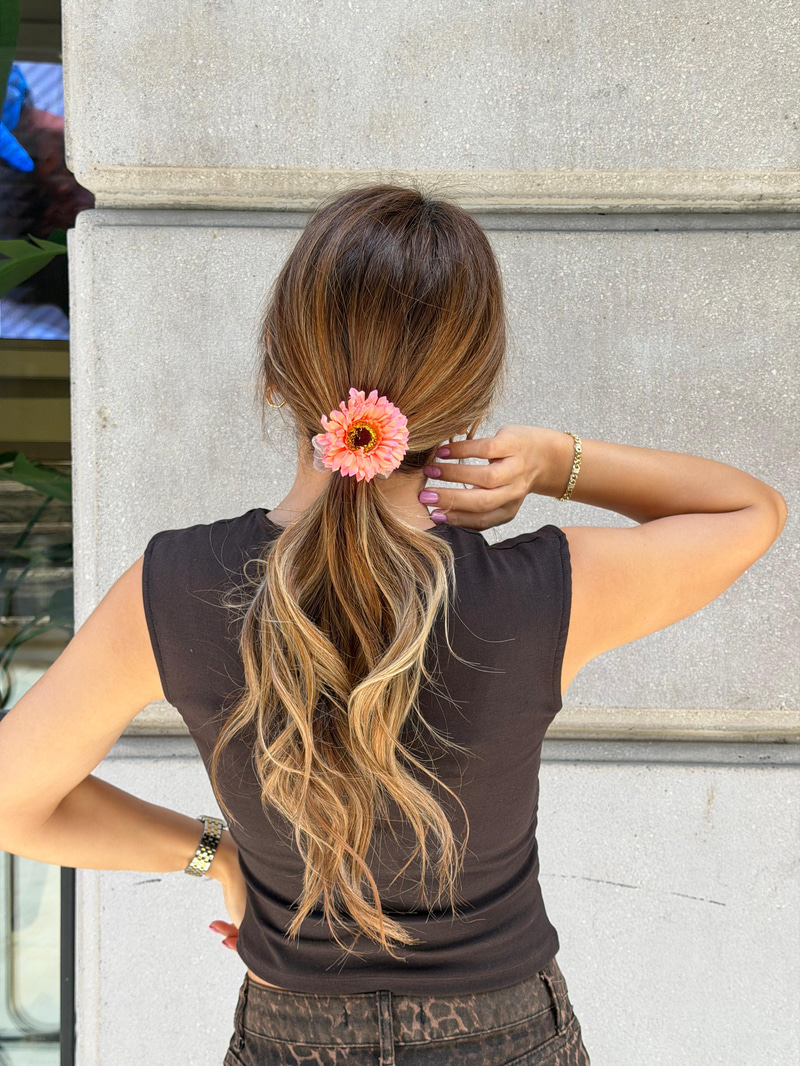 Kasımpatı Scrunchie Toka Gül kurusu
